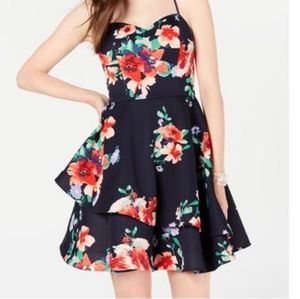 Women's Navy Floral Mini Dress
